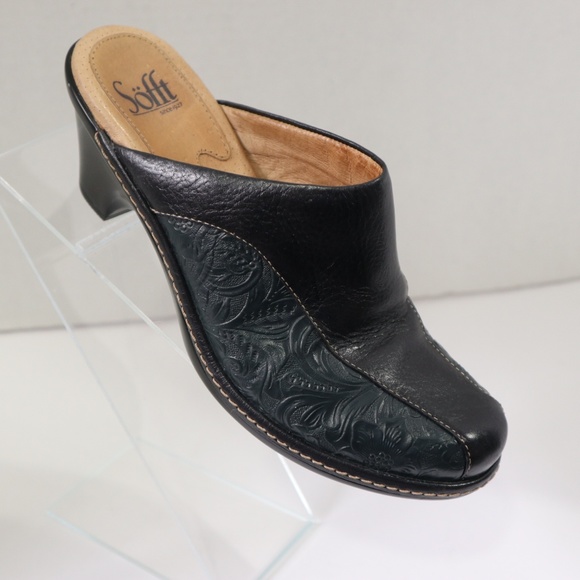 Sofft Blue Black Leather Mules Shoes Size 7M - Picture 6 of 8